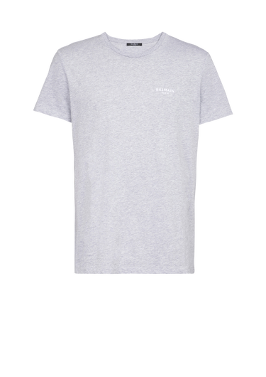 Eco-designed cotton T-shirt with small flocked Balmain Paris logo