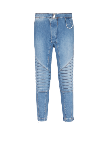 Ribbed cotton slim-fit jeans
