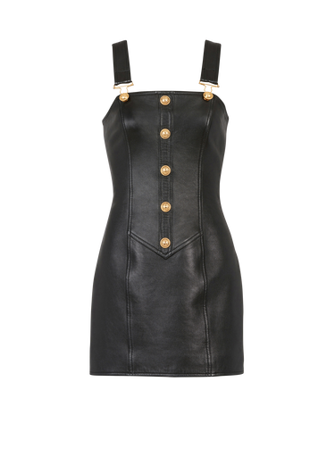 Short leather overall dress